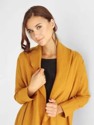 mustard linen cardigan