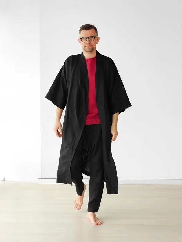 men's linen kimono