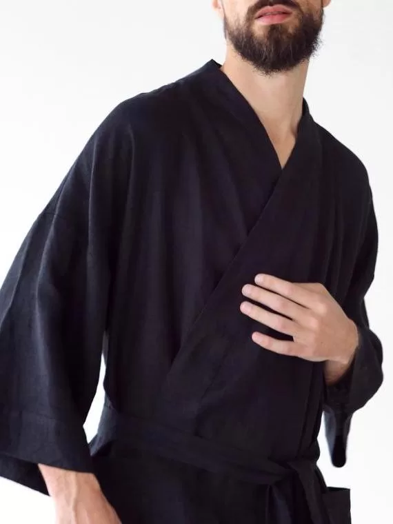 Guy in kimono  Kimono, Short kimono, Linen kimono