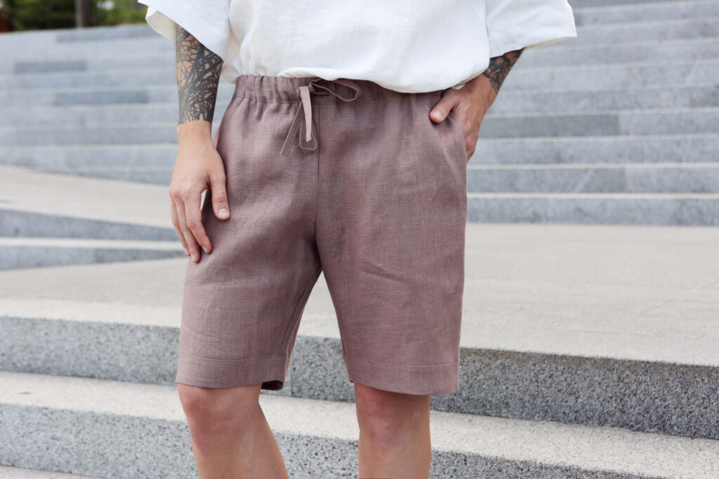 Men’s linen shorts - Black Ficus Linen Clothing
