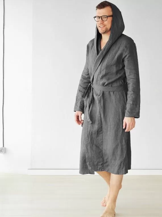 linen bathrobe