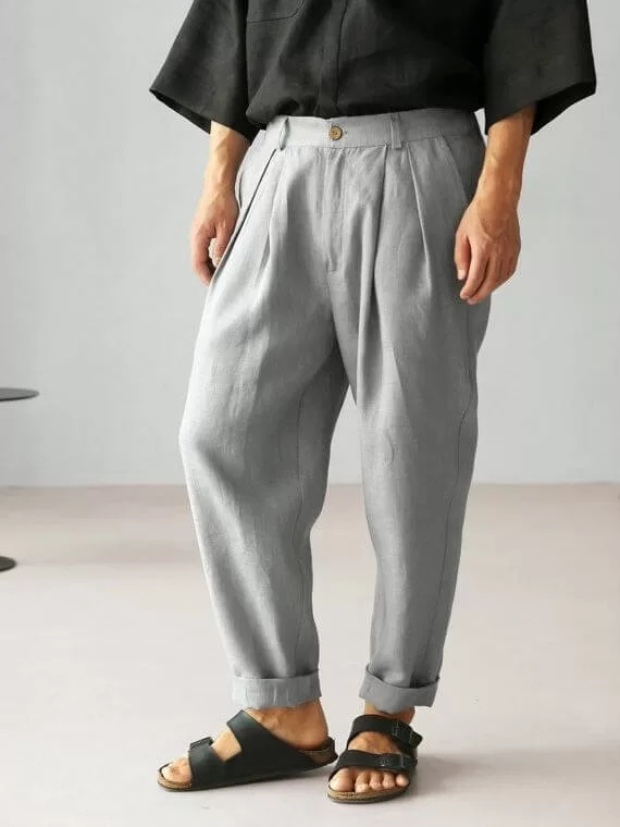 light grey linen pants