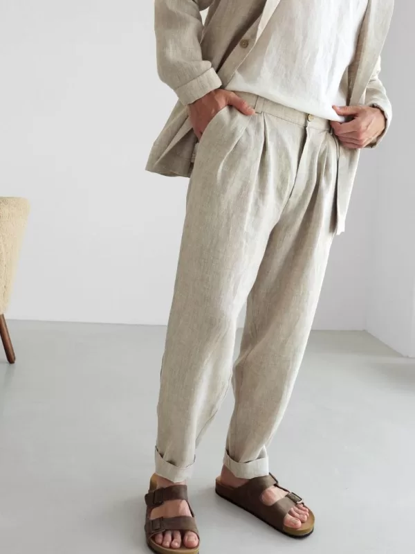 linen pants with pleats