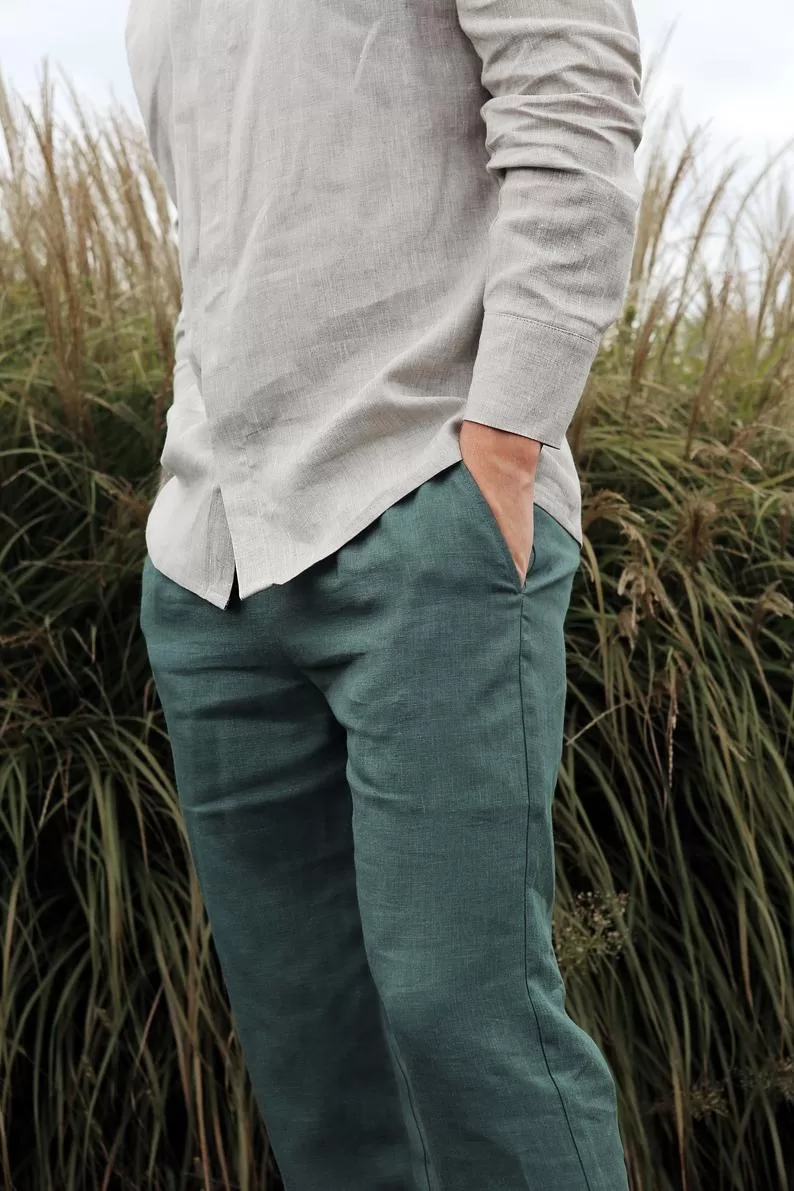 Buy Men's Linen Casual Trousers Online | Next UK