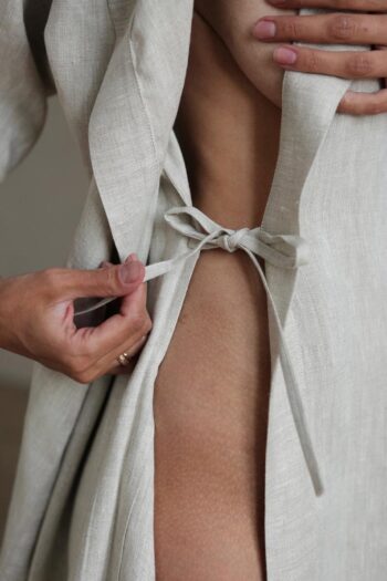 women's bathrobe, natural linen bathrobe