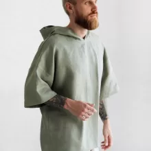 Linen clearance hooded shirt