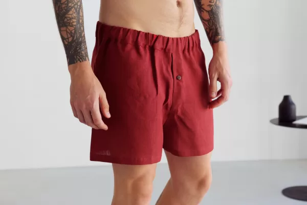 red linen underwear