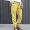 yellow linen pants