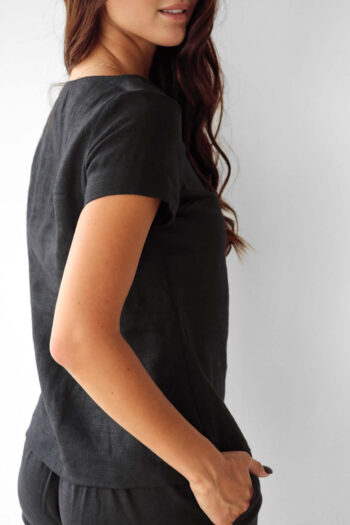 black linen t-shirt for her