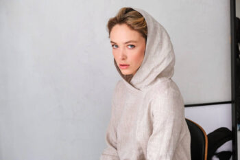 women's natural linen hoodie