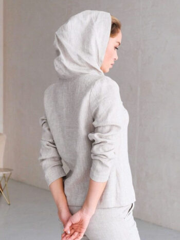 women's natural linen hoodie