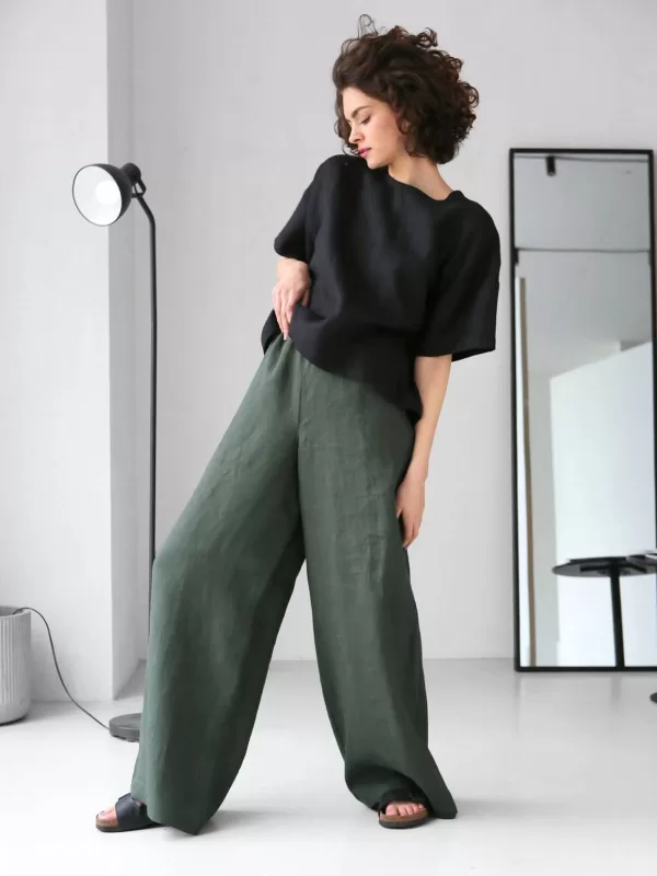 Wide-leg linen pants
