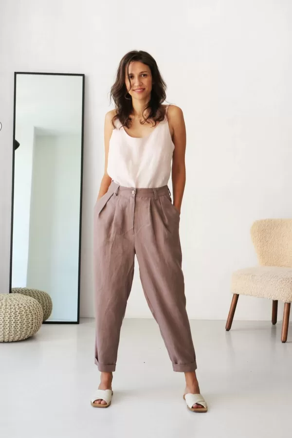 Womens linen 2024 pants outfit