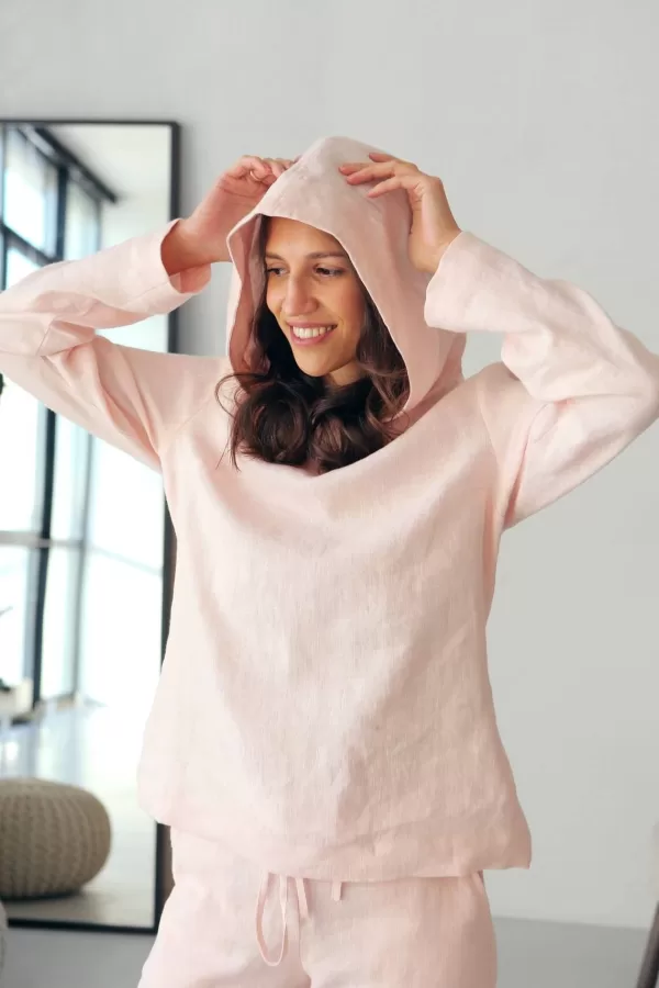 light pink linen hoodie
