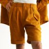 pleated linen shorts