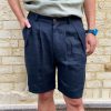 linen shorts with pleats