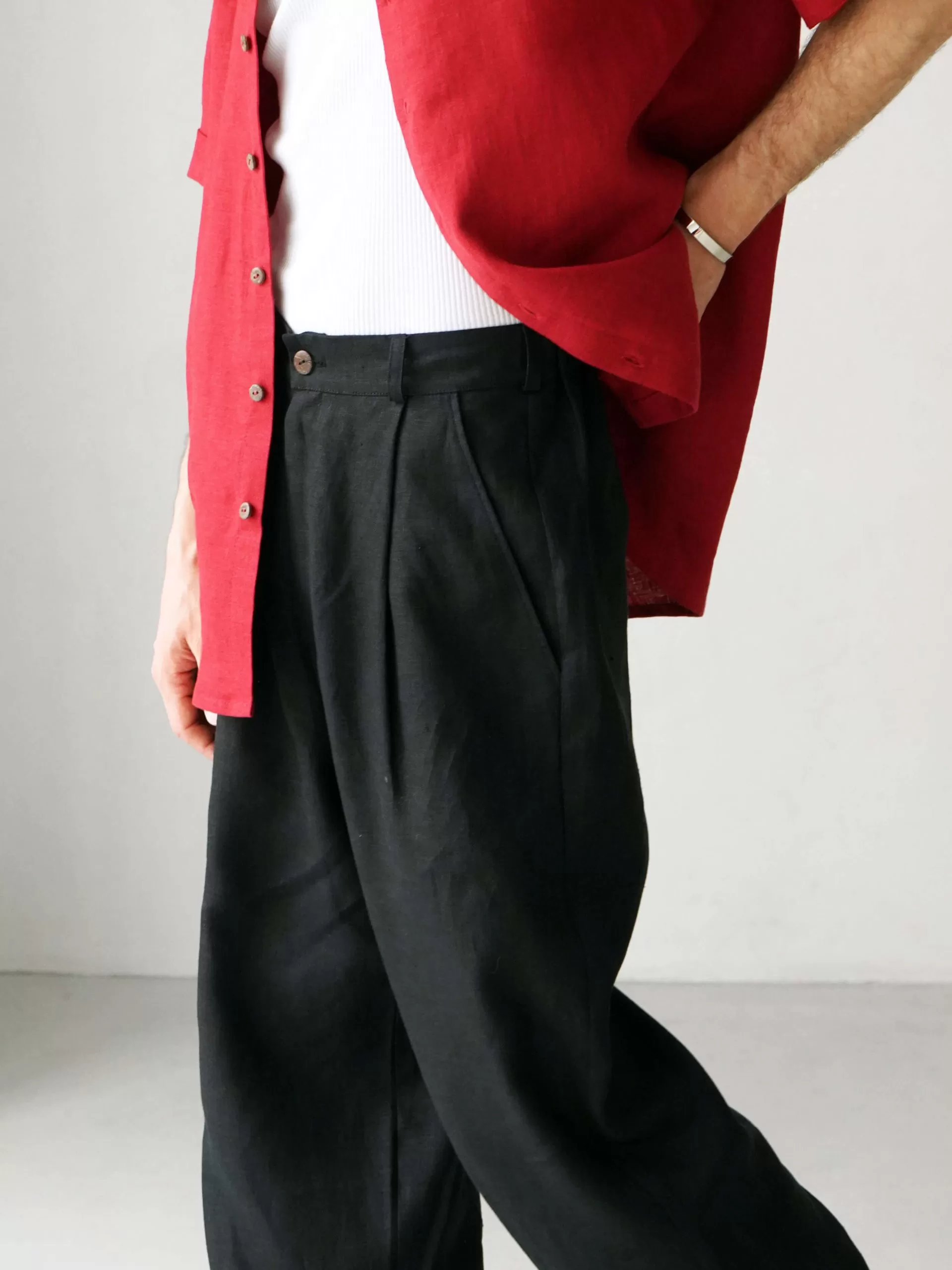 Palazzo pants in technical fabric
