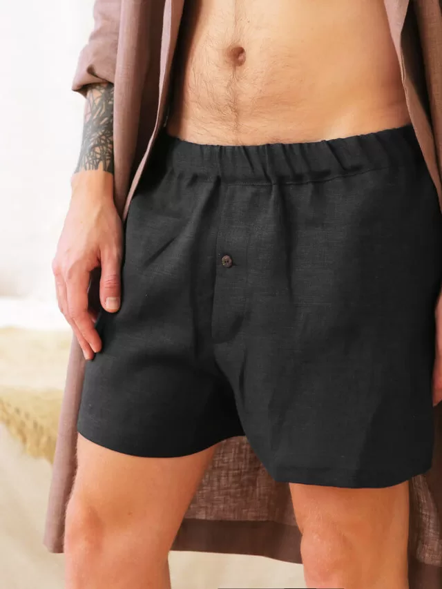Gift SET of Mens linen underwear - Black Ficus Linen Clothing