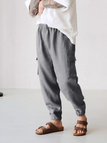 dark grey linen pants