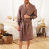 latte linen bathrobe