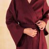 burgundy linen kimono