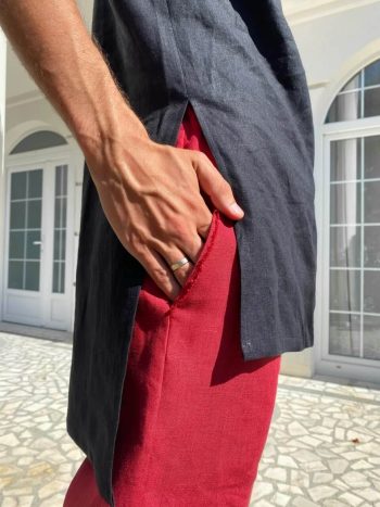 red linen pants