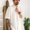 Mens linen shirt short sleeve