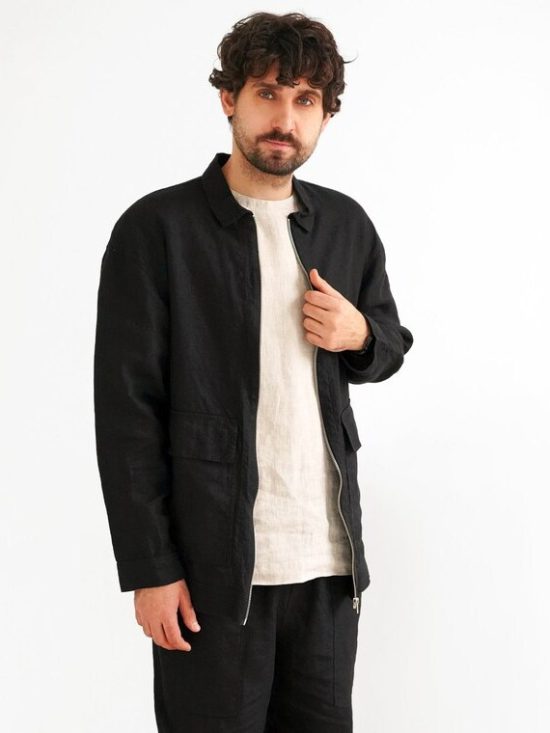 Men - Black Ficus Linen Clothing