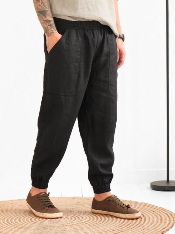 Men - Black Ficus Linen Clothing