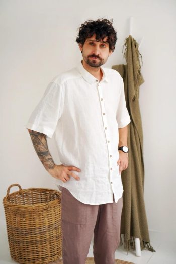 Mens linen shirt short sleeve