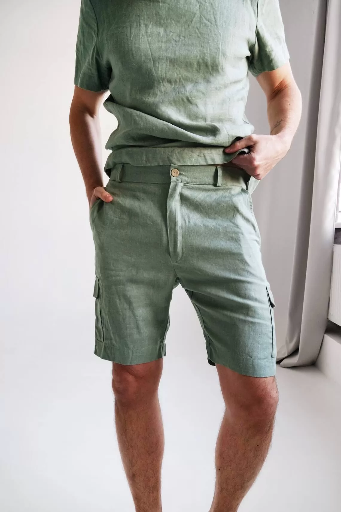 Linen Cargo Shorts