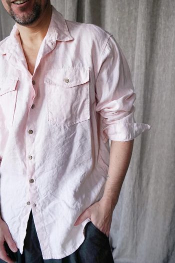 Light pink men's linen shirt