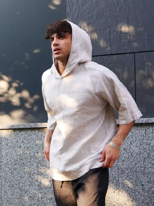 linen hooded t-shirt
