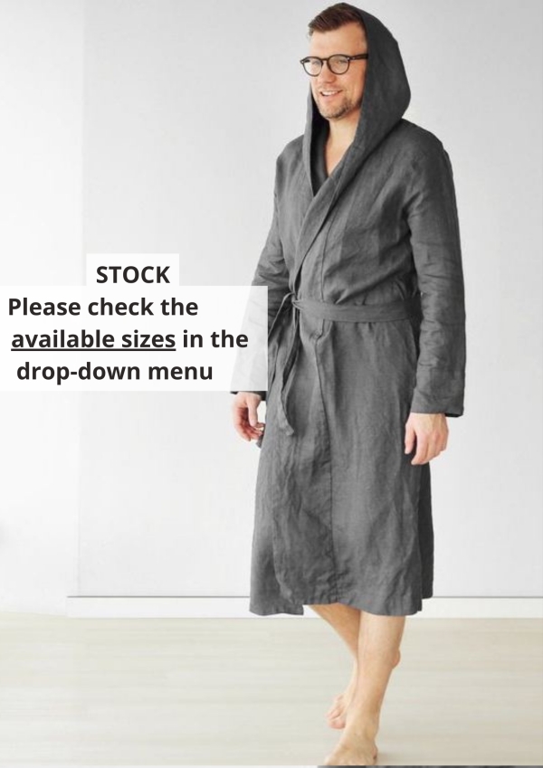 linen bathrobe with a hood