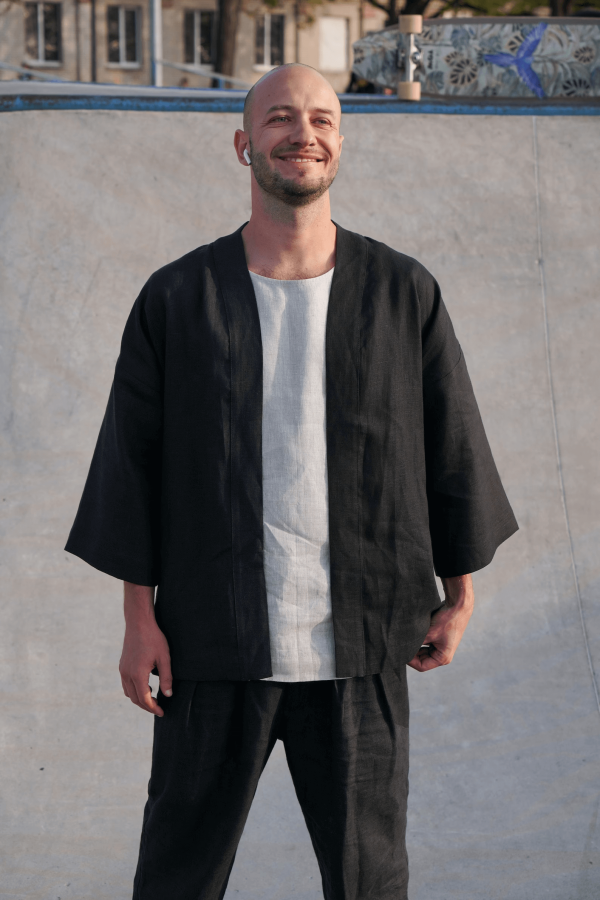 men's linen kimono jacket