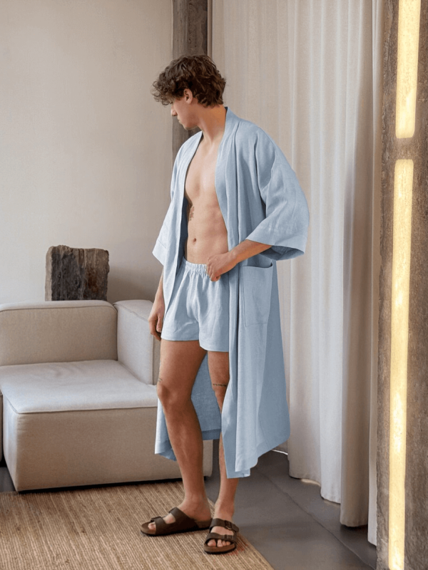 men's linen kimono robe