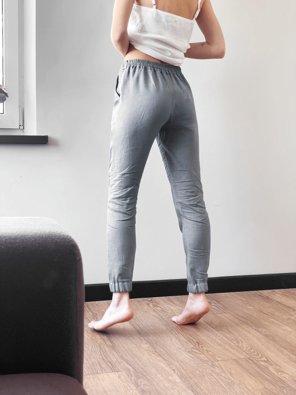 women's linen pants light grey
