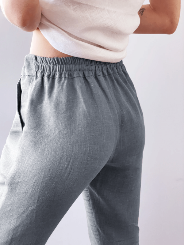 women's linen pants light grey