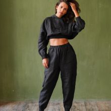Women’s Linen Cargo Jogger Pants cargo womens black linen pants