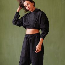 Women’s Linen Cargo Jogger Pants 1 cargo womens black linen pants