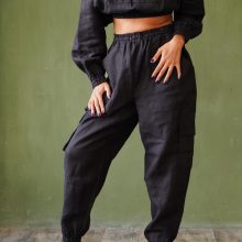 Women’s Linen Cargo Jogger Pants 2 cargo womens black linen pants