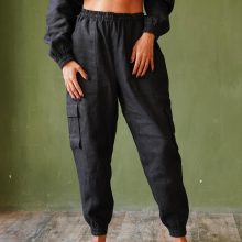 Women’s Linen Cargo Jogger Pants 3 cargo womens black linen pants