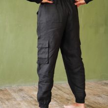 Women’s Linen Cargo Jogger Pants 4 cargo womens black linen pants