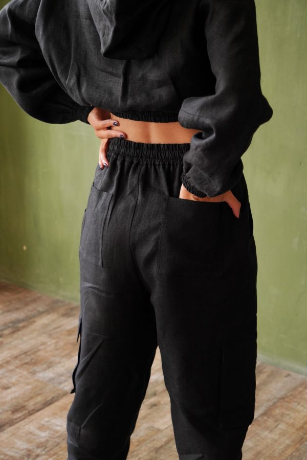 Women’s Linen Cargo Jogger Pants 5 cargo womens black linen pants